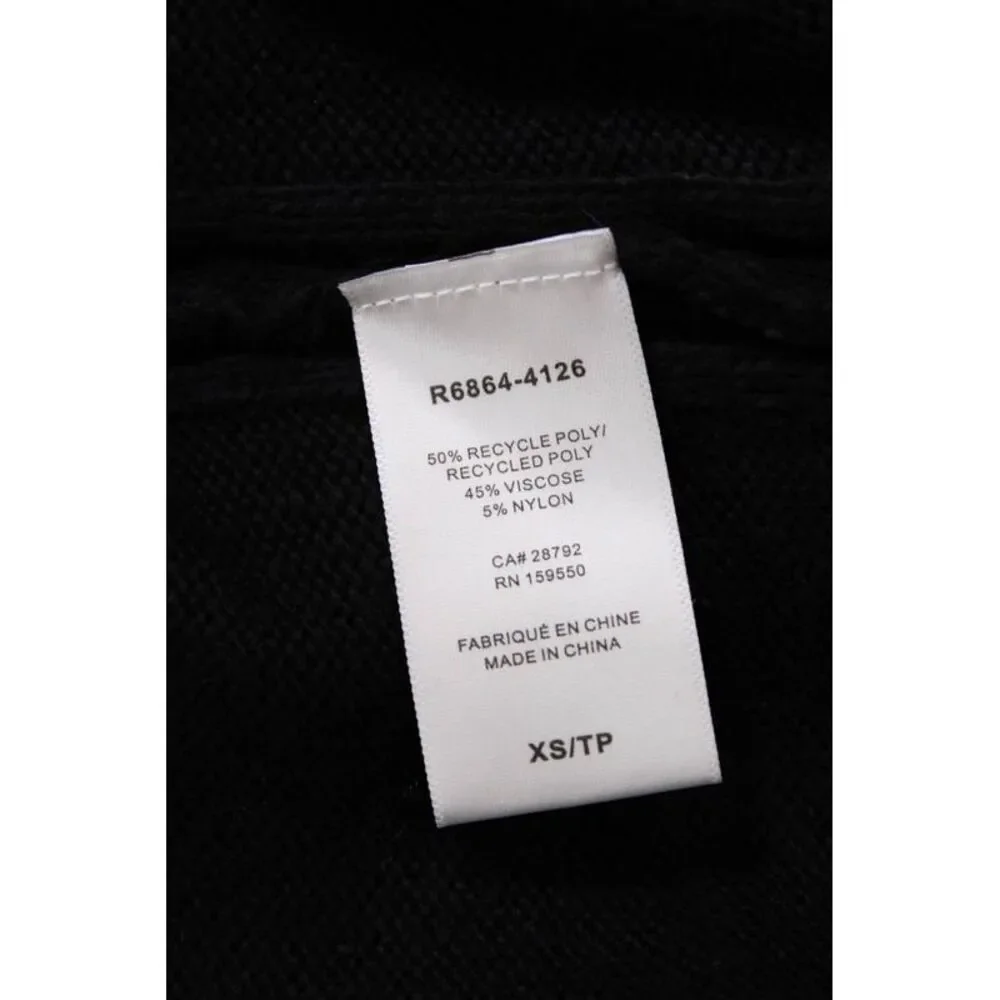 Renuar Womens Pocketed Cowl Neck Long Sleeve Knit Sweater Black Size XS